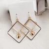 Heart in Geometric Square Earrings for Women