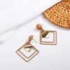Diamond Shape Drop Earrings Brown Colour