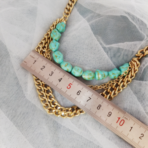 Shop Online Now. Golden Chain 3 Layered Necklace with Turquoise Stones. Delivery Across Pakistan.
