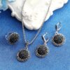 Black Crystals Design Necklace Vintage Set with Ring & Earrings buy online in Naksiatn